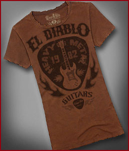 Women's El Diablo Guitars Destroyed Vintage Brown Tee