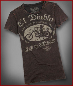 Women's El Diablo Hell on Wheels Destroyed Vintage Black Tee