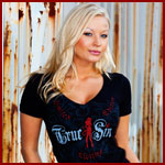 Kimberly Jade in a 2011 True Sin Black Logo Tee